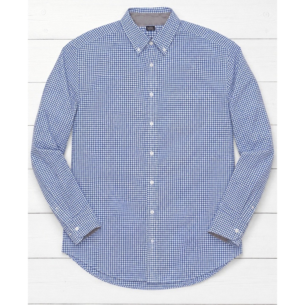Michael Kors Button Down Shirt Blue White Gingham Classic Fit Preppy Medium